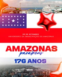 Aniversário de Emancipação do Estado Amazonas 176 Anos 05 de Setembro Social Media PSD Editável