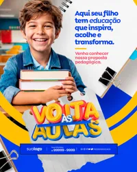 Volta às Aulas Papelaria Social Media PSD Editável