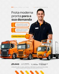Frota de Caminhões Transportadora de Cargas Social Media PSD Editável