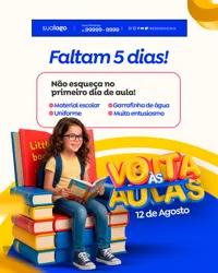 Volta às Aulas Papelaria Social Media PSD Editável