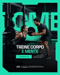 Treine Corpo e Mente Academia Social Media PSD Editáve