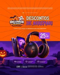 Ofertas Halloween Dia das Bruxas Loja Eletrônicos Social Media PSD Editável
