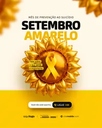Setembro Amarelo Mês de Prevenção ao Suicídio Social Media PSD Editável