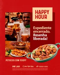 Happy Hour Bar Petiscaria Boteco Social Media PSD Editável