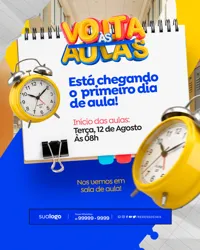 Volta às Aulas Papelaria Social Media PSD Editável