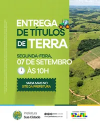 Prefeitura Municipal Entrega de Títulos de Terra Media PSD Editável