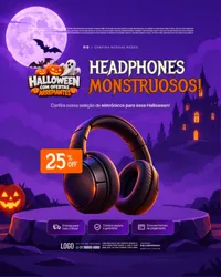 Ofertas Halloween Dia das Bruxas Loja Eletrônicos Social Media PSD Editável