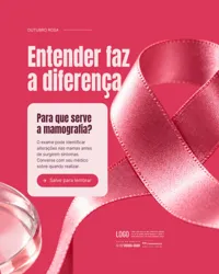 Promoção Outubro Rosa Mamografia e Prevenção do Câncer de Mama Social Media PSD Editável