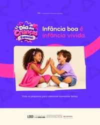 Ofertas Dia das Crianças Loja de Roupa Infantil Social Media PSD Editável
