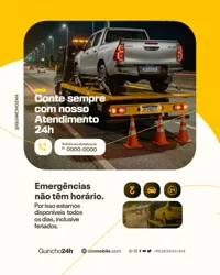 Atendimento 24h Empresa de Guincho e Reboque Social Media PSD Editável