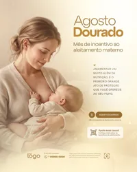 Agosto Dourado Mês do Aleitamento Materno Social Media PSD Editável