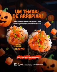 Ofertas Halloween Dia das Bruxas Comida Japosena Social Media PSD Editável