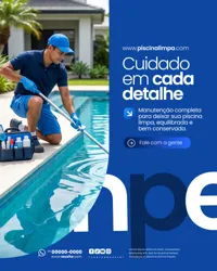 Limpeza de Piscina Social Media PSD Editável